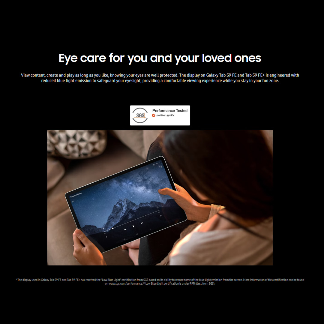 SAMSUNG Galaxy Tab S9 FE+ Wi-Fi | 8GB+128GB/12GB+256GB | 12.4" Display | 10090mAh Battery | 8MP Main Camera | One UI 5.1 | Tablet with 1 Year Warranty