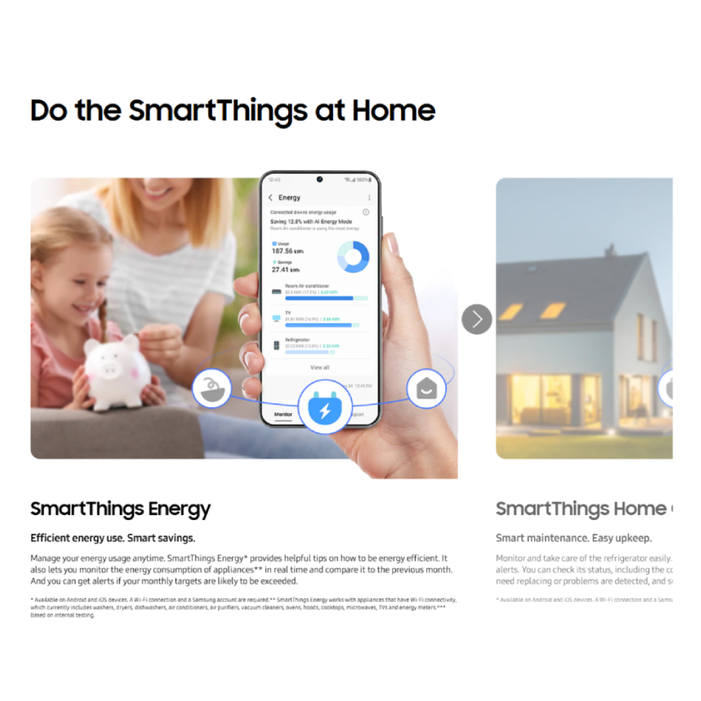 SAMSUNG 617L Bespoke AI SmartThings Digital Inverter Side by Side Refrigerator RS70F65KNFME | SpaceMax Technology | Water & Ice Dispenser Function 