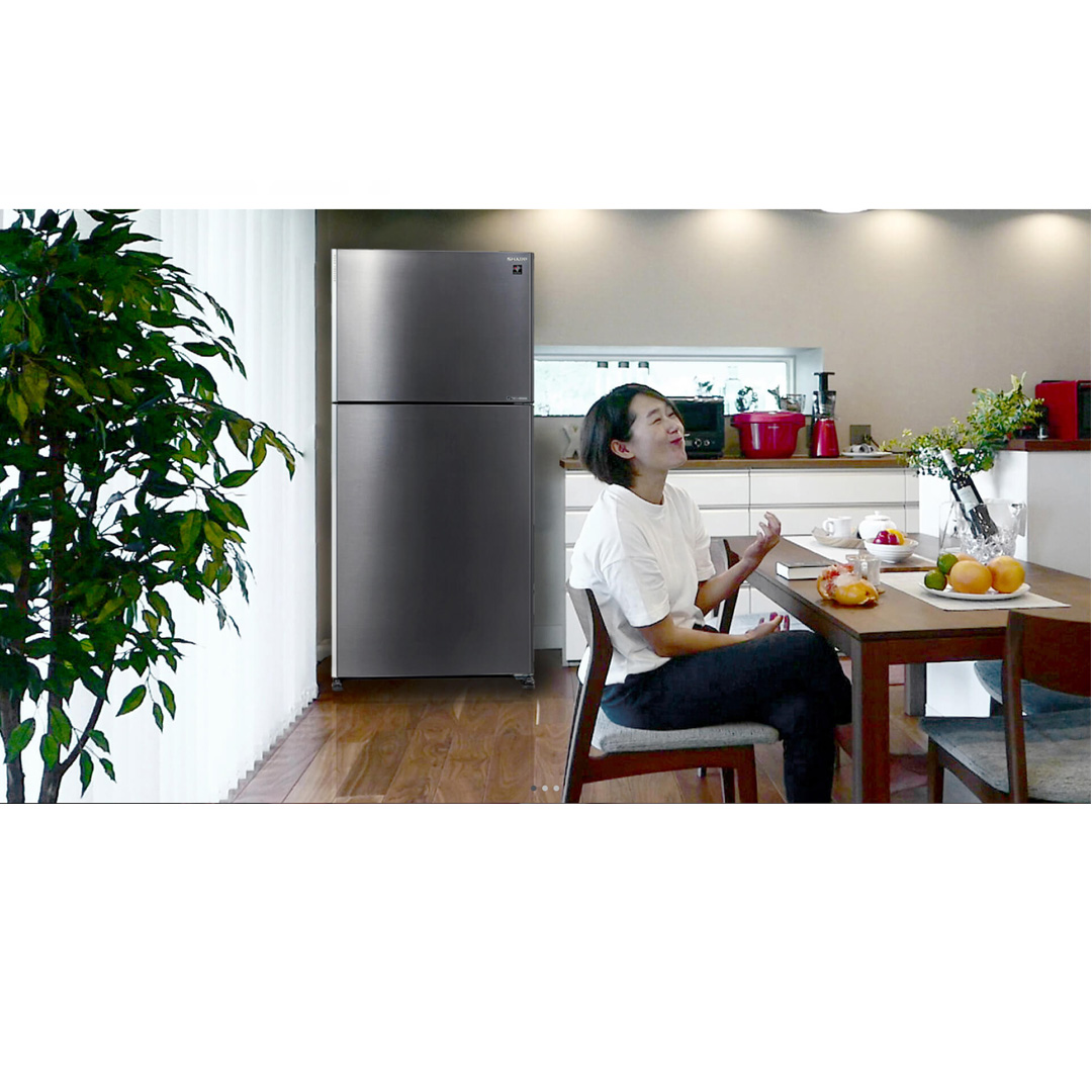 SHARP 2 Doors Top Mount Pelican J-Tech Inverter Refrigerator SJP601MFMS/SJP801MFMS | Extra Cool | Eco Mode | Door Alarm | Deep Freezing | Refrigerator with 1 Year Warranty