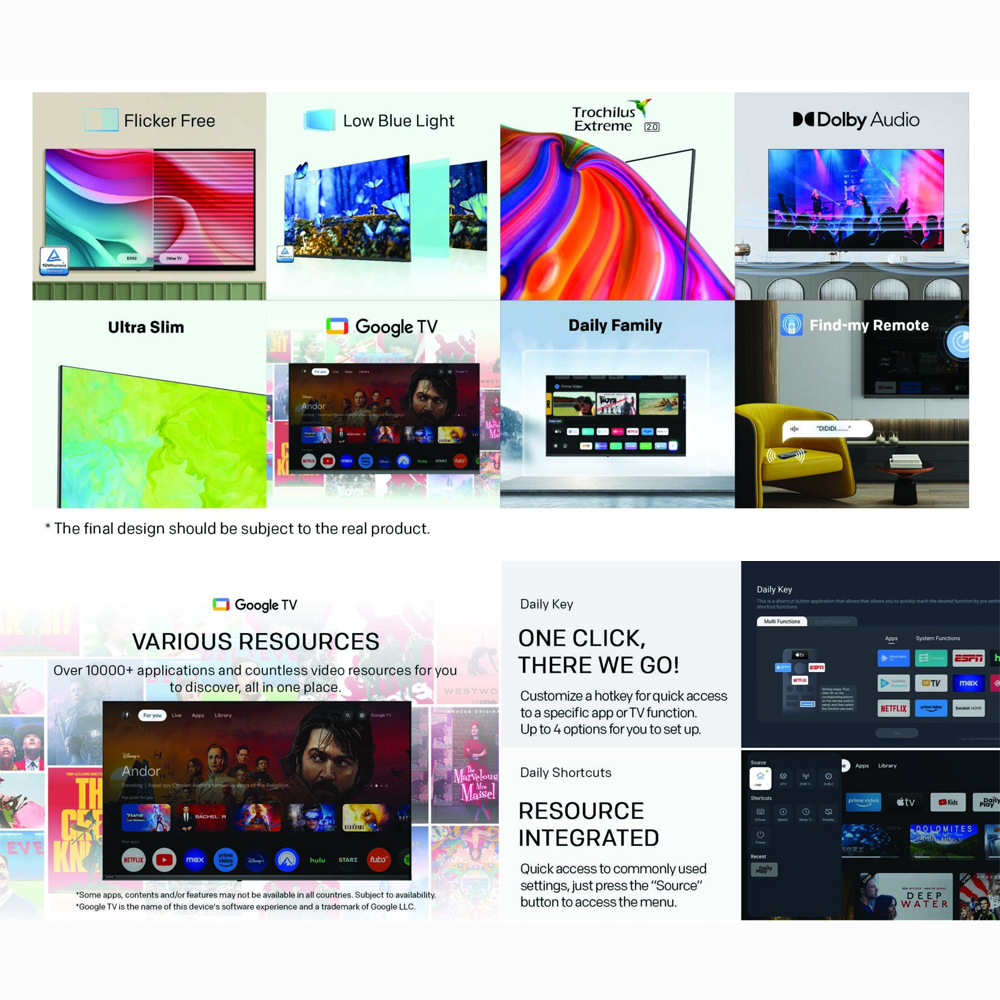 SKYWORTH 43" 2K FHD Google TV 43E6850G | S AI Engine | Visual Aid | HDR 10 & HLG | Dolby Audio & Wonder Audio