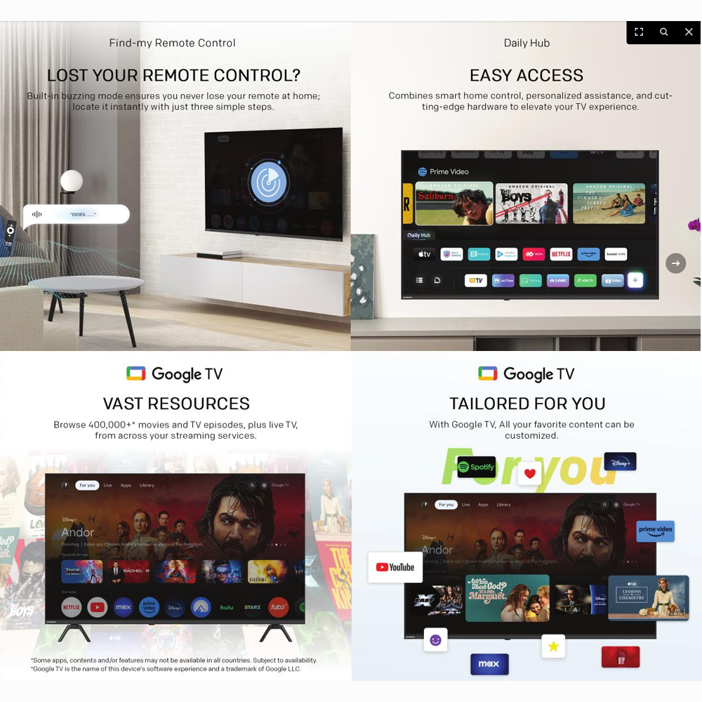 SKYWORTH 43"/50"/55"/60"/65"/75" 43SUE7800/50SUE7800/55SUE7800/60SUE7800/65SUE7800/75SUE7800  4K UHD Eye Care Series Google TV | HDR10 & HLG