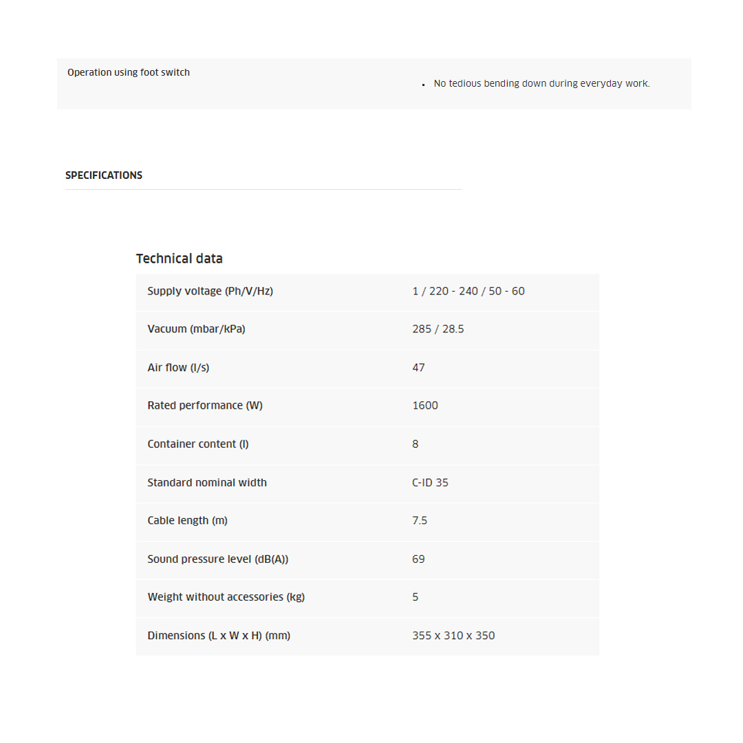 Karcher 1600W Classic Dry Vacuum Cleaner T 8/1 Classic | Large Cord Hook | Combi Floor Nozzle | Upholstery Nozzle | Vacuum Cleaner with 1 Year Warranty