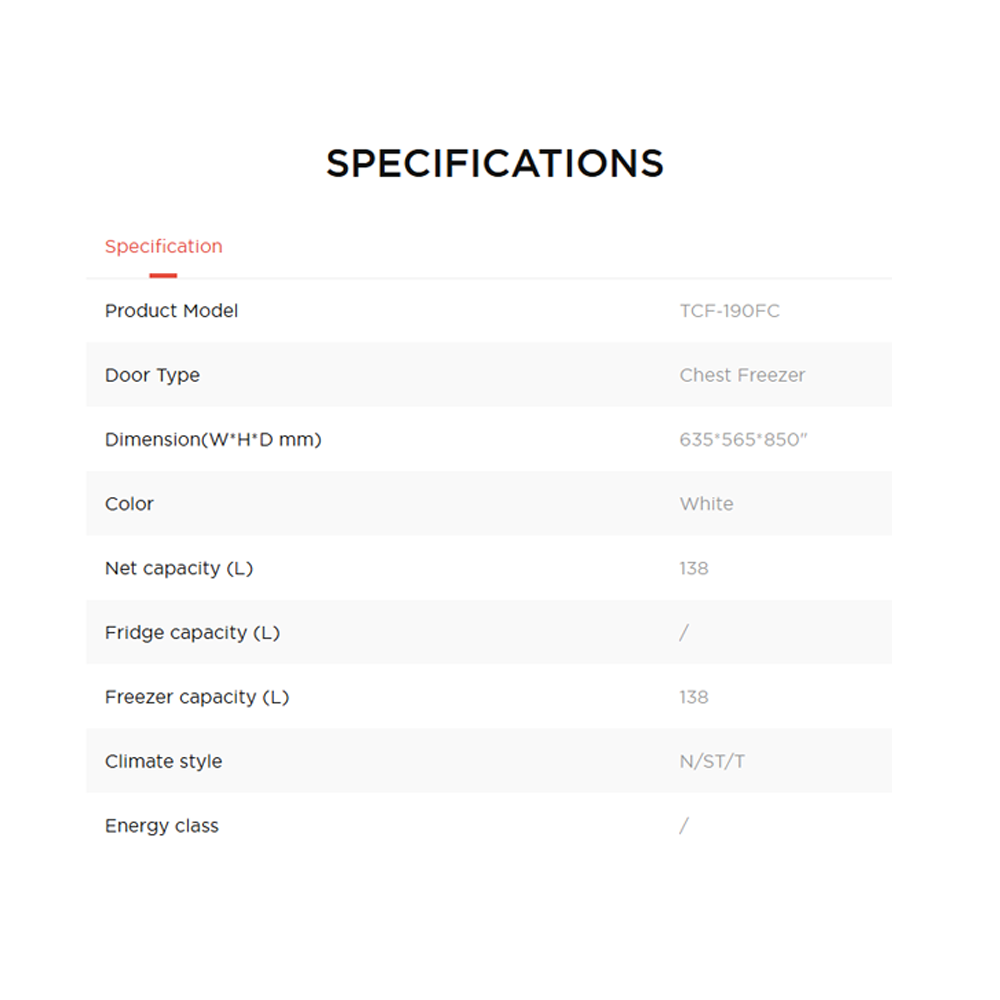 TCL 190L/280L Chest Freezer TCF-190FC/TCF-280FC | Power indicator function | Mechanical Control | Storage basket