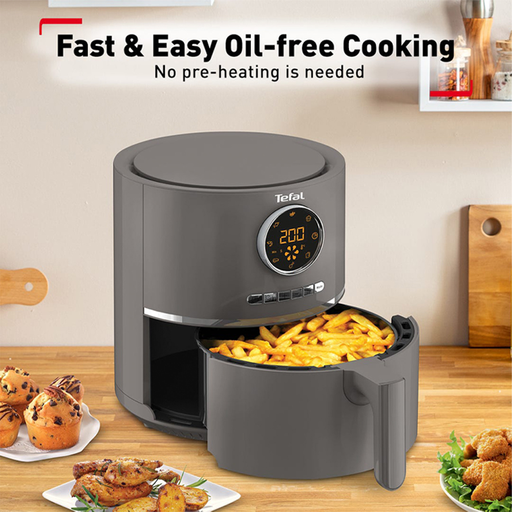 Tefal 4.2L Ultra Fry Healthy Air Fryer Charcoal EY111B40 | 8 Reset Programs | Timer Up to 60 Minutes | Intuitive Digital Interface