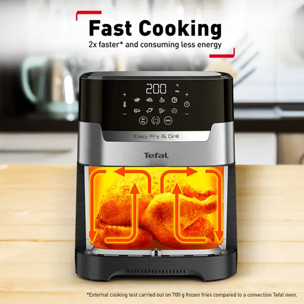 Tefal 4.5L Easy Fry & Grill Digital Air Fryer EY505D | 2-in-1 air fryer | Grill technology | Extra Crisp air-frying | Precision touchscreen