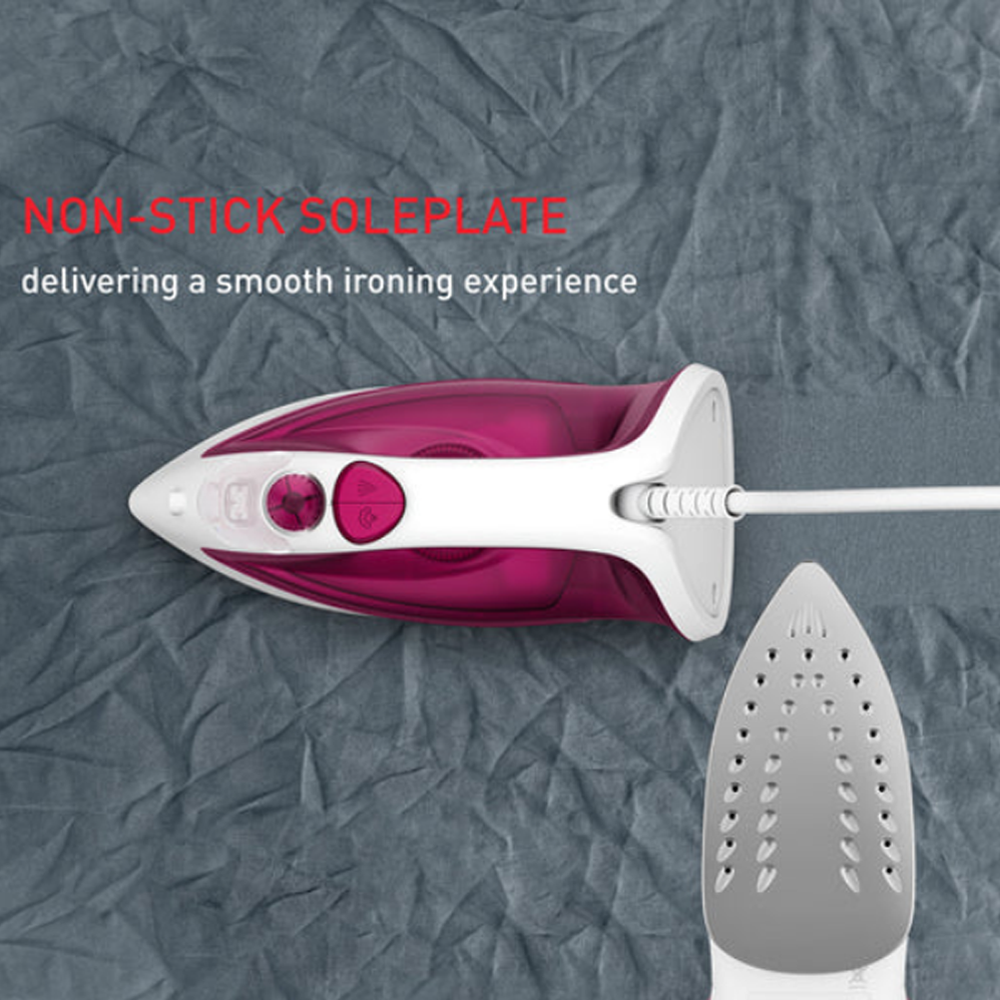 Tefal 1200W Essential Steam Iron FV1053M0 |  Continuous Steam Output : 15 Gram/Min | Steam boost : 80 Gram/Min | Vertical Steam : Yes | Spray : Yes