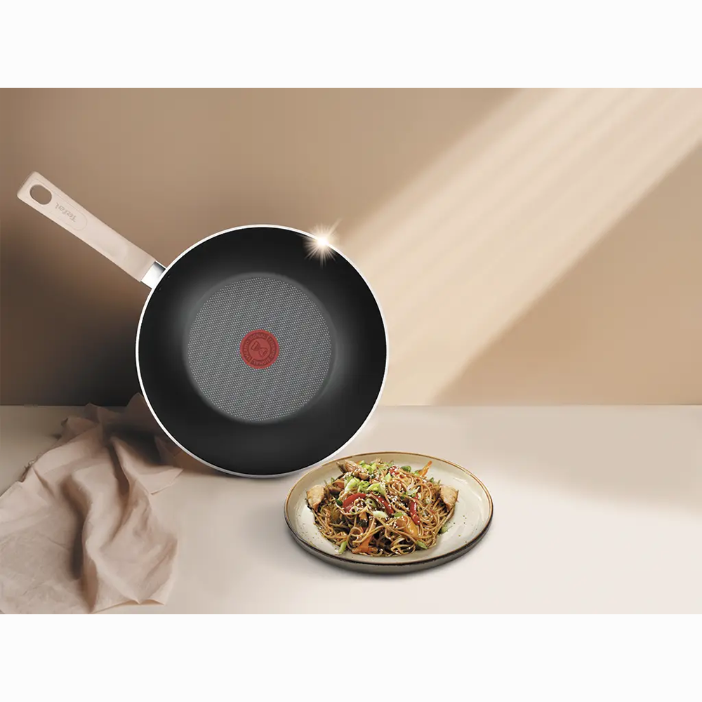 [2-Piece Set] Tefal 20cm/28cm wok frypan Daisy 2-Piece Cookware Set G167S295 | Perfect Searing Thermo-Signal | Titanium Resistant Non Stick Coating | Safe Non-Stick