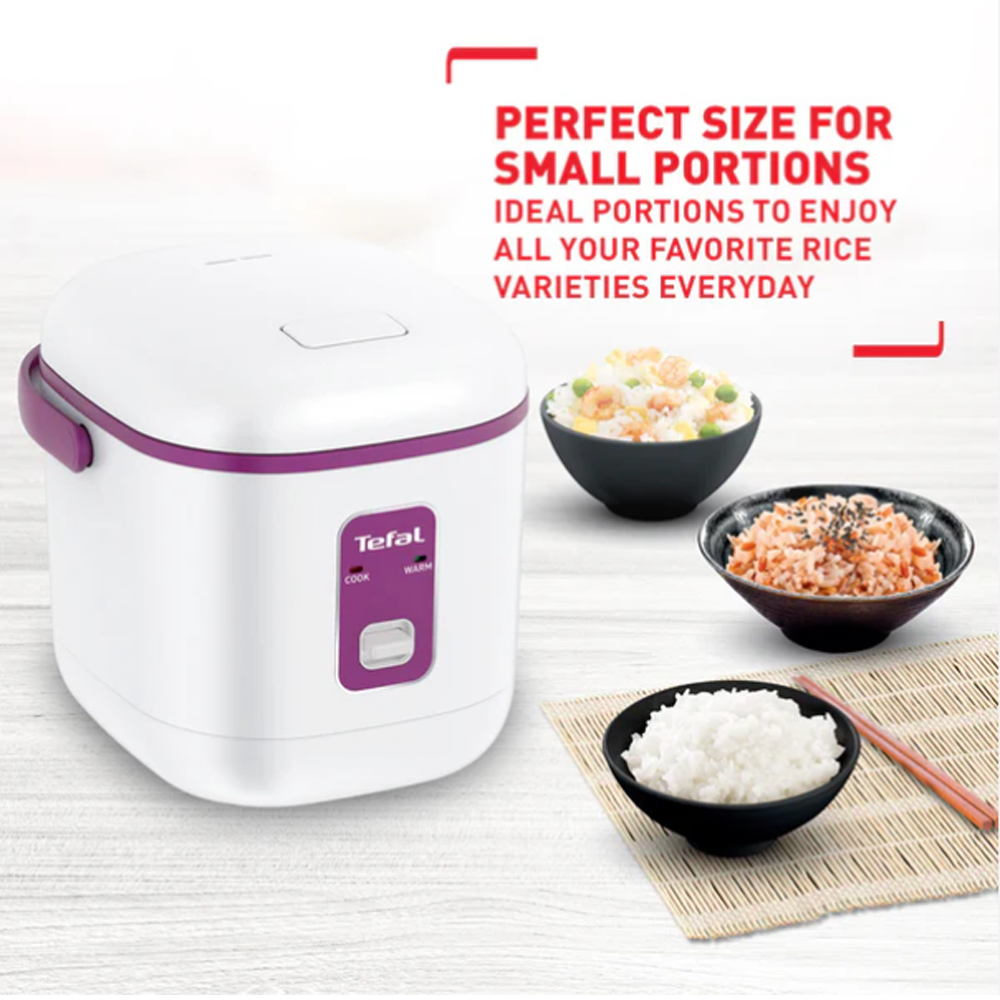 Tefal 0.4L Mini Mechanical Rice Cooker RK172165 | 0.4 L / 2-cup capacity | Non-stick cooking pot | Removable inner lid- Easy to Clean | Compact in size- Easy to Store