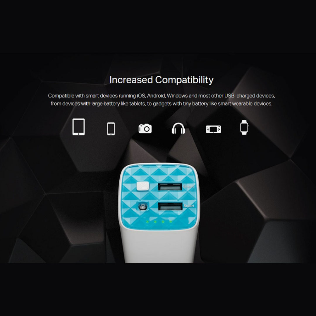 TP-Link 10400mAh Power Bank TL-PB10400 | Dual USB Ports | Compatible with 5V Input USB-Charged Devices | Multiple Safety Protections | Practical Flashlight | Powerbank with 3 Months Warranty