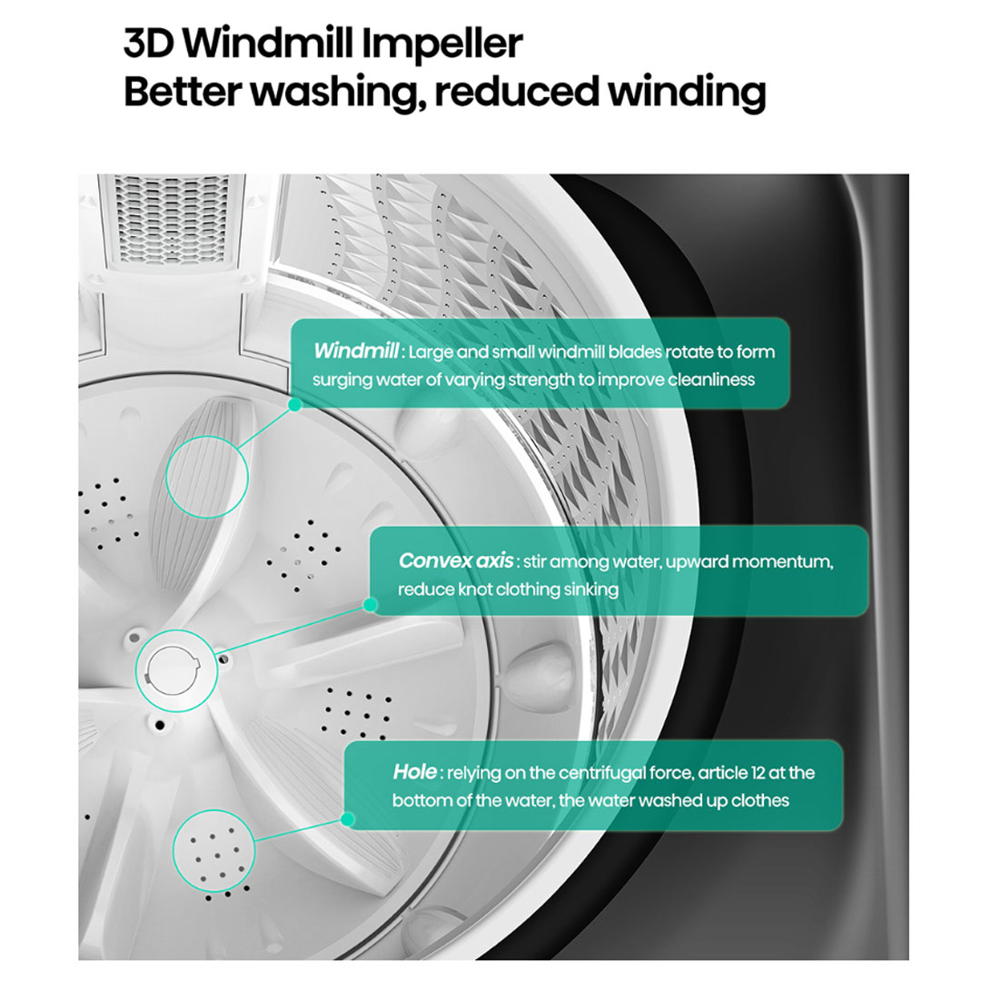 HISENSE 17KG Top Load Washing Machine with Direct Drive Inverter WT5T1715DT | Direct Drive Inverter | Mega Capacity | 3D Windmill Impeller | Connect Life App | Washing Machine with 2 Years Warranty