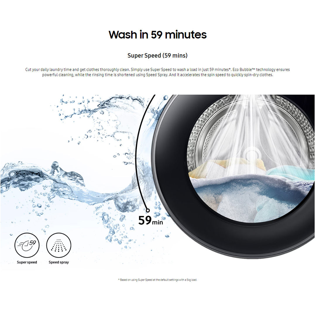 SAMSUNG 10KG Front Load Digital Inverter Washing Machine with Ecobubble WW10T634DLH/FQ | AI Control | Auto Dispense | Eco Bubble™ | Hygiene Steam | Bubble Soak | Washing Machine with 1 Year Warranty