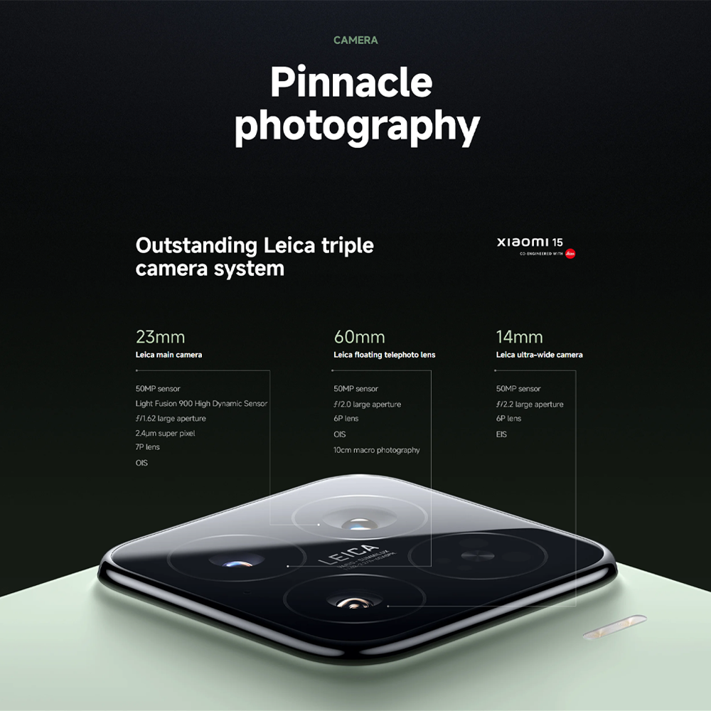 Xiaomi 15 12GB+256GB/ 12GB+512GB | Qualcomm SM8750-AB Snapdragon 8 Elite (3 nm) | 6.36 inches, LTPO AMOLED | 50MP Camera | Li-Po 5240 mAh, 90W HyperCharge