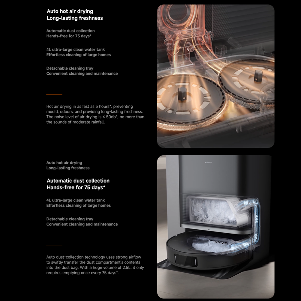 Xiaomi 55W Robot Vacuum X20 Max D109GL | Extendable mop arm | 8000Pa | 4800mAh | Smart carpet detection