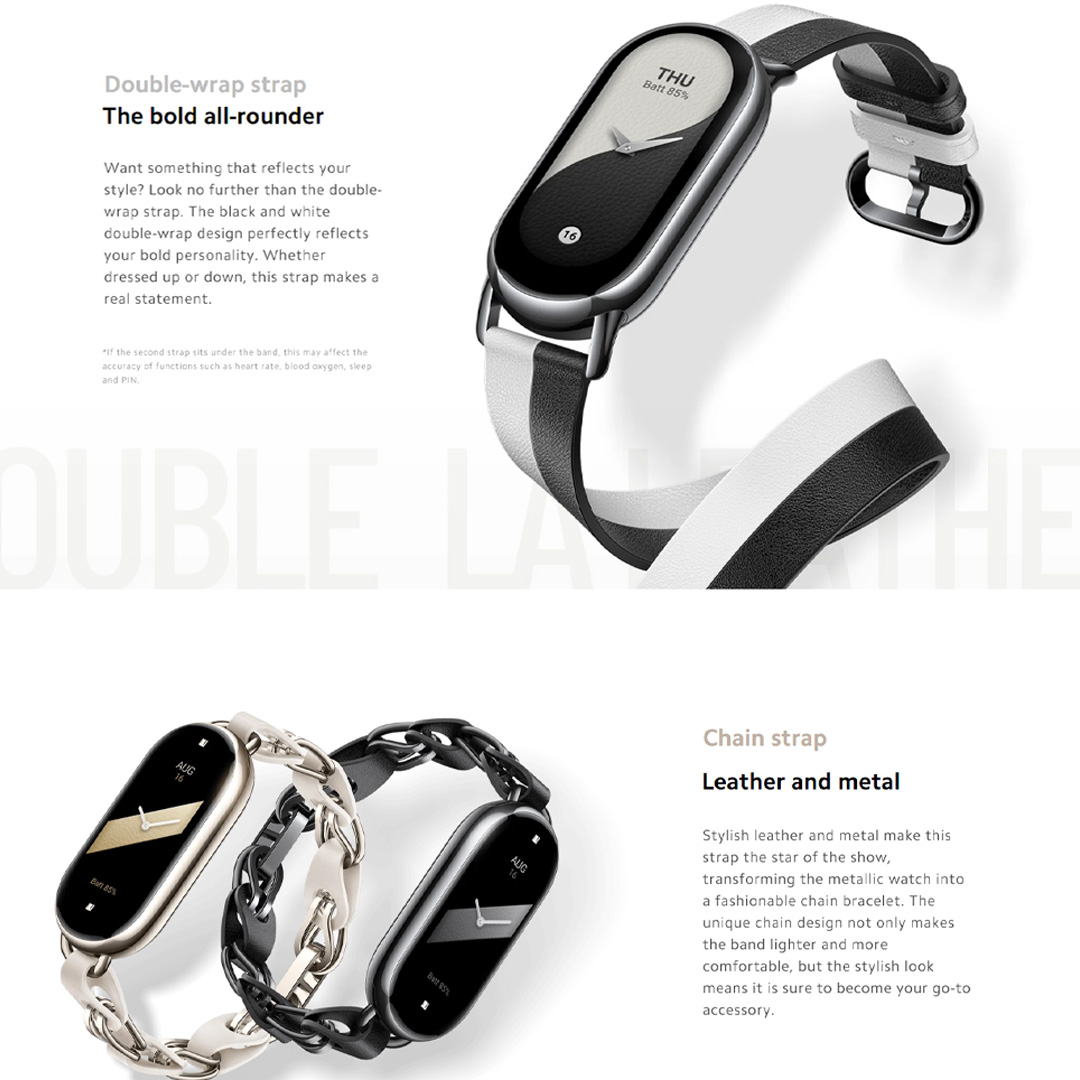 Xiaomi Smart Band 8 | 1.62 inch AMOLED Touch Display | Metallic Midframe | Up to 16 Day with Typical Mode | Focus Mode | Smart Band with 1 Year Warranty