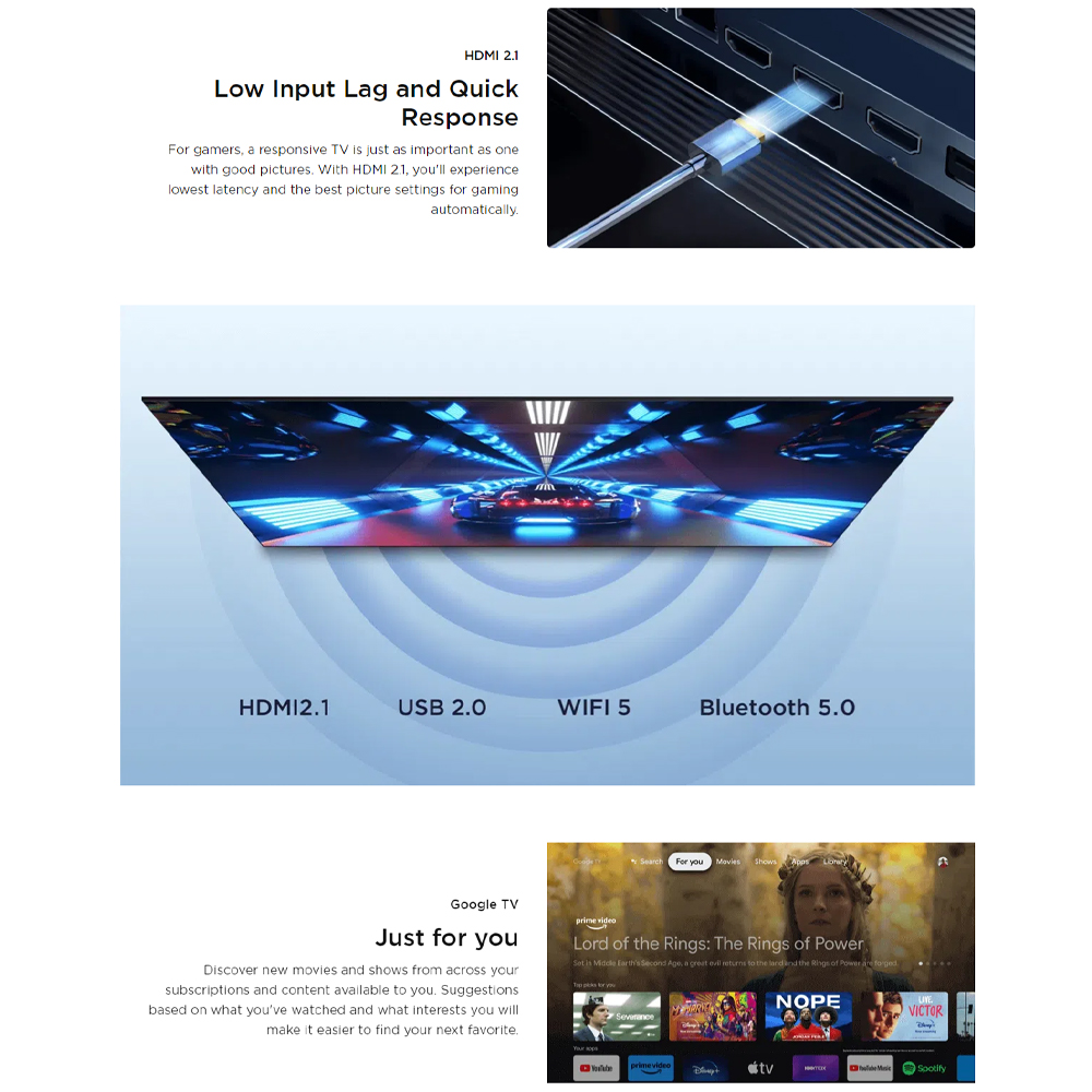 TCL 55" P655 4K UHD Google TV 55P655 | AiPQ Processor | Dynamic Color Enhancement | Dolby Audio | T-SCREEN | Bezel-less