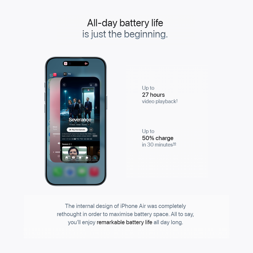 Apple iPhone Air | The Thinnest iPhone Ever | 6.5-inch Display | Durable Ceramic Shield Front and Back | 48MP Fusion Camera System and Center Stage Front Camera