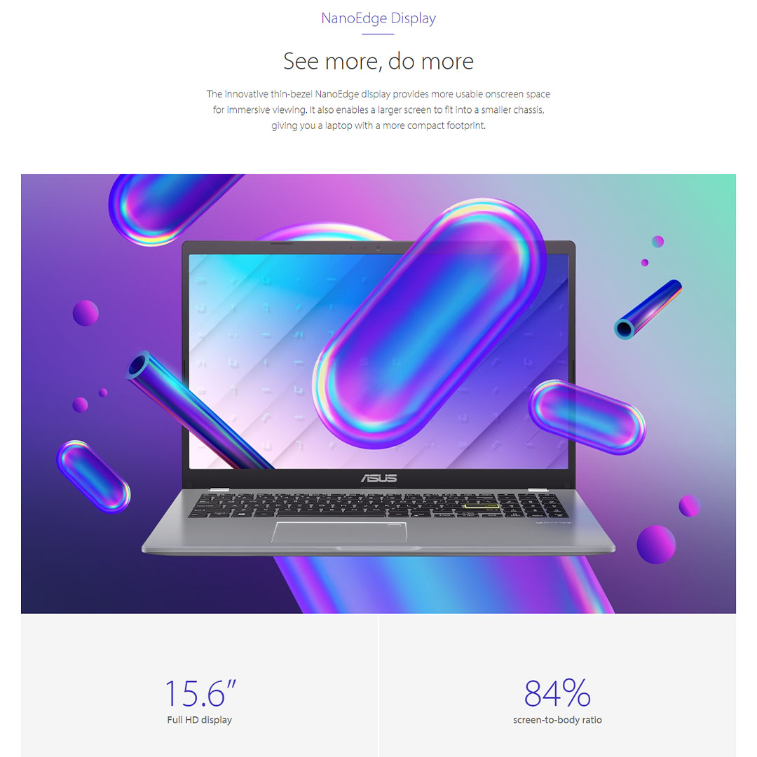 ASUS Vivobook Go 15  Laptop E510K-AEJ731WS (Intel Celeron N4500/ 8GB+512GB SSD/ 15.6-inch FHD/ W11) | Windows 11 Pro | up to Quad-core Intel processor | Up to 8-hour battery life2 | Laptop with  2 Year Warranty