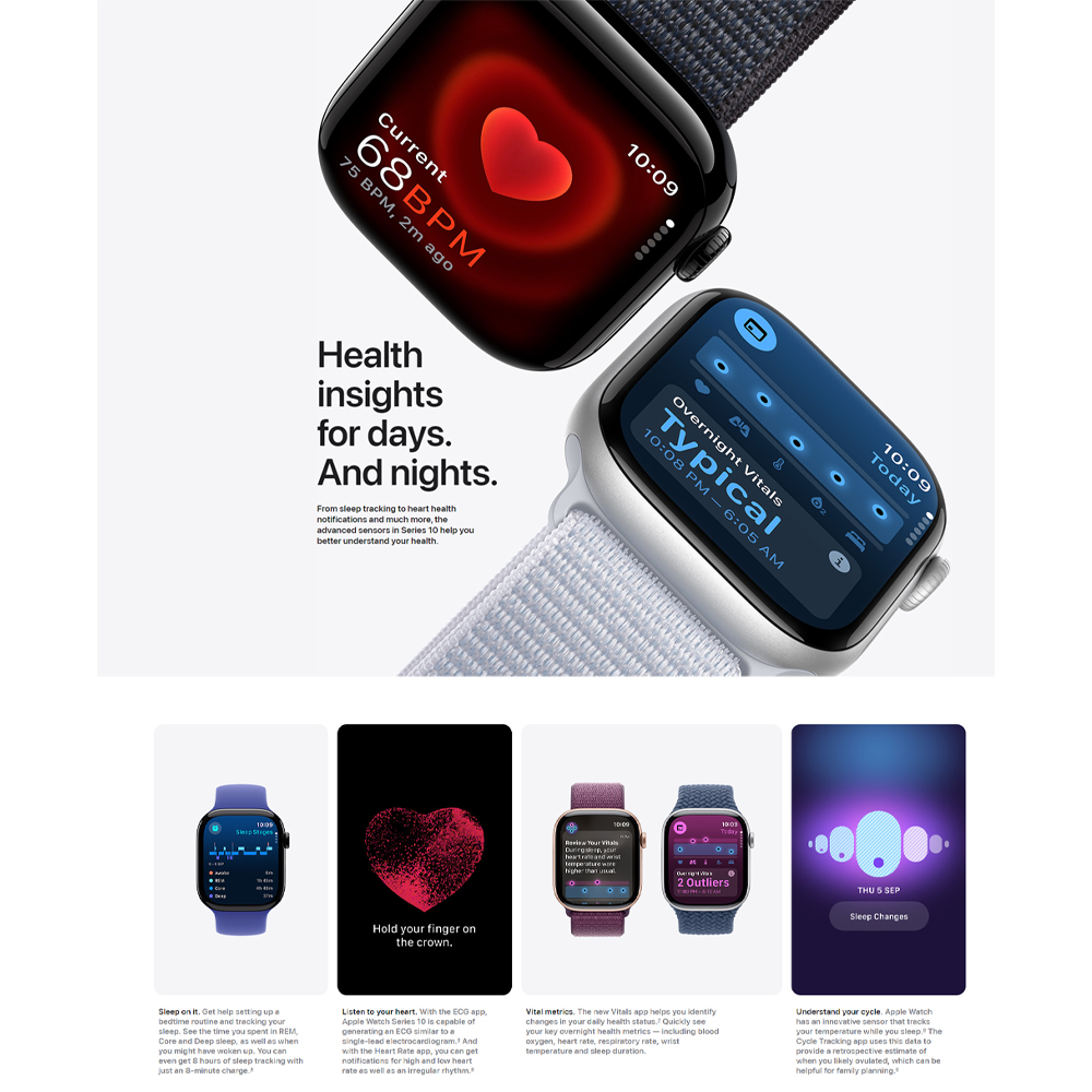 Apple Watch Series 10 Natural Titanium / Silver Aluminium GPS/ GPS + Cellular | LTPO3 OLED Always-On Retina display | Temperature sensing