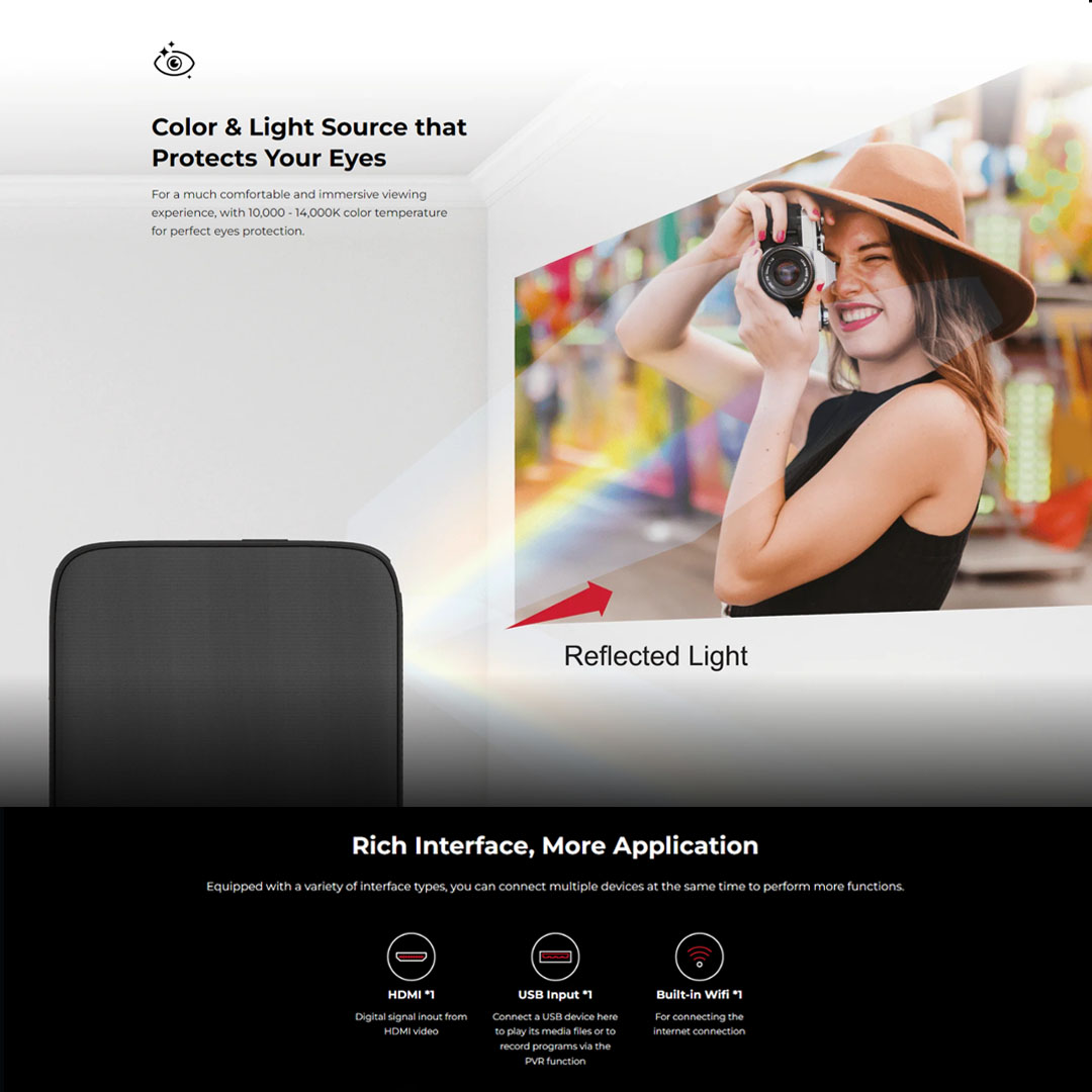 Caixun 2K Linux Projector (PROGROX) CP-01F | 1080 Native Resolution | Dolby Audio MYS12 | Built-in Wifi | Projector with 1 Year Warranty