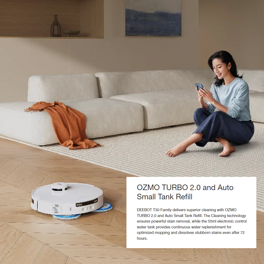 Ecovacs 11000Pa DEEBOT PRO OMNI T30 | Mini OMNI Station | Stylish Appearance | TruEdge Adaptive Edge Mopping