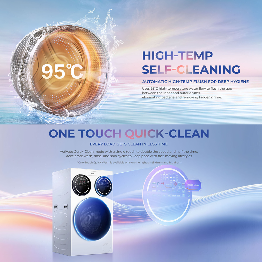 HAIER 12KG Multiwash 3-Drum DD Inverter Front Load Washing Machine HW140-BD14697WU1 |Direct Drive Inverter| Wifi Compatible