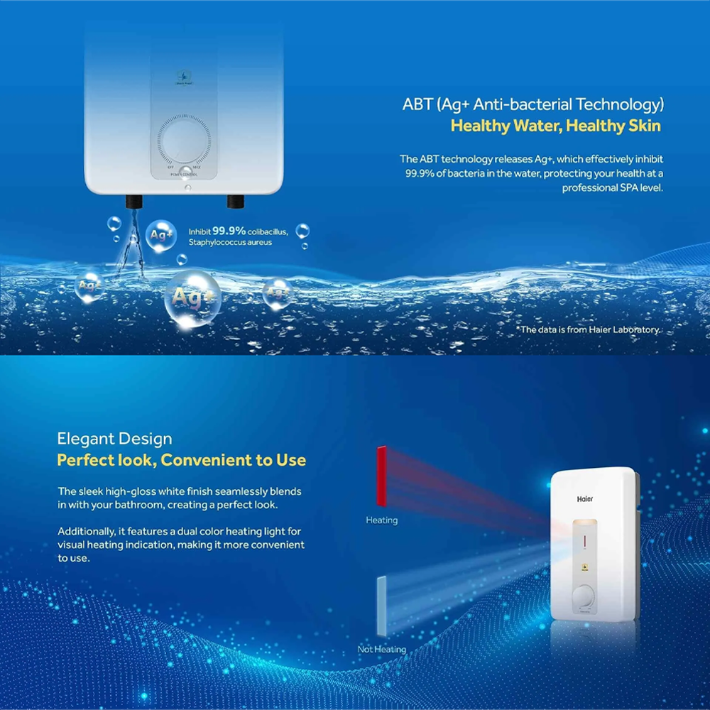 HAIER 3800W Instant Water Heater EI38M-B1WS(MY) | Bubble Elimination Technology | 3D AI Technology | Shock Proof