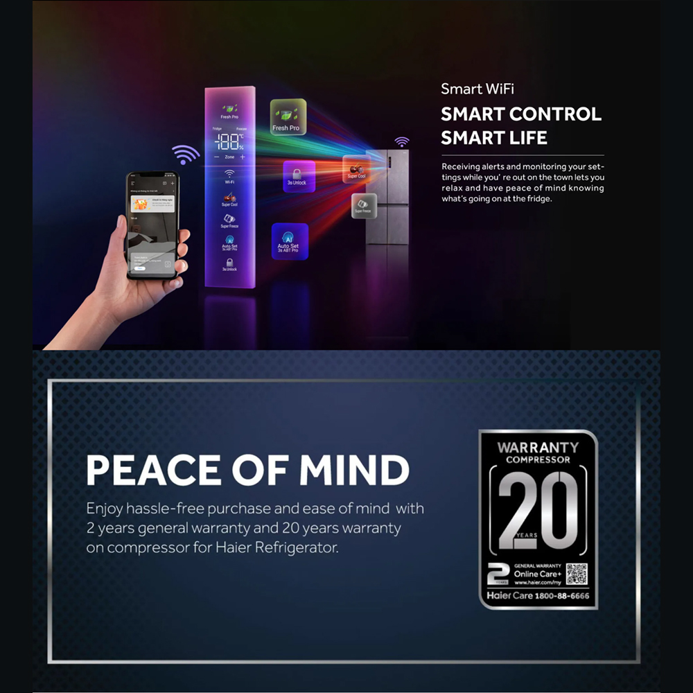 HAIER 758L Multi Doors Twin Inverter Refrigerator HRF-IM758FG(SG)U1 | Full-Sized LED Light Panel | Quite & Energy Saving