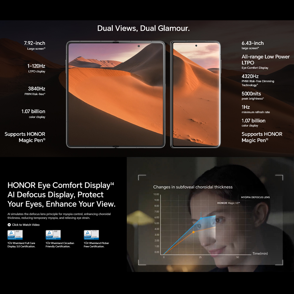 HONOR Magic V3 12GB+12GBGB+512GB | MagicOS 8.0.1 | 7.92 inch, Foldable OLED | Dual SIM