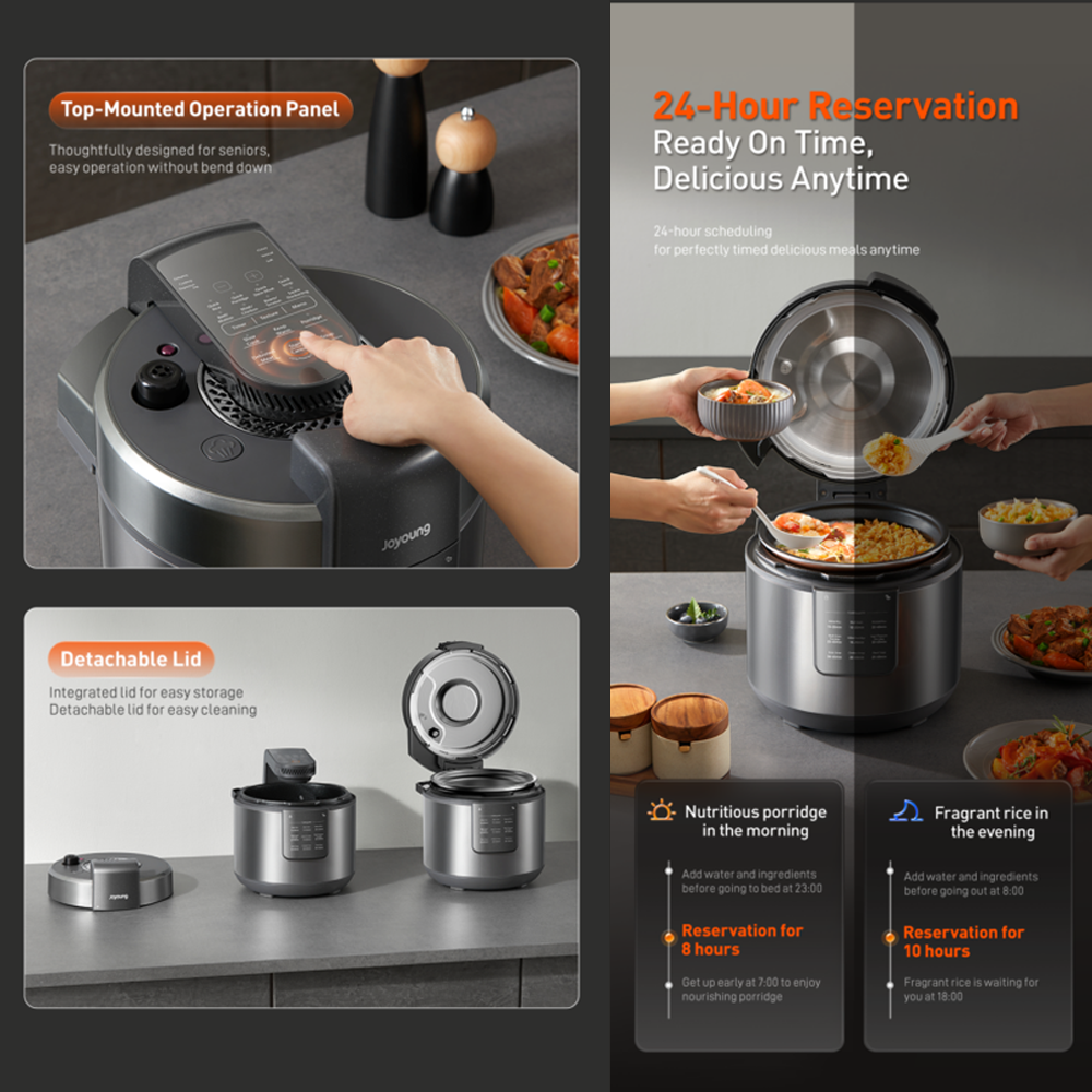 Joyoung 5L Dual-Turbo Air Cooling Release Pressure Cooker JPC-5HP50 | Quiet Operation | 12 Preset Cooking Menus | 3 Texture Settings