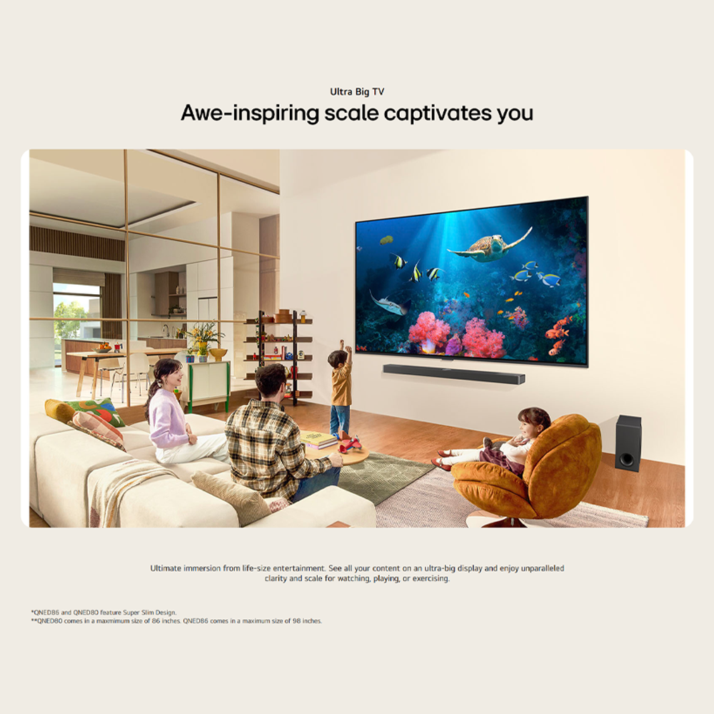 LG 55"/65"/75" QNED80 AI 4K UHD LED Smart TV QNED80TSA | 4K Upscaling | Dynamic Tone | HDR10 / HLG Mapping | AI Sound Pro