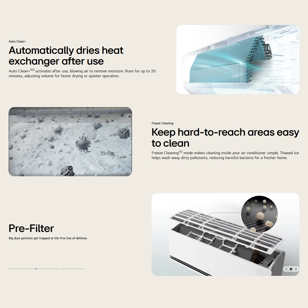 LG 1HP/1.5HP/2HP DUALCOOL AI with Soft Air Mode Wall Mounted Air Conditioner |5 Star Energy Saving Rating | All Cleaning mode