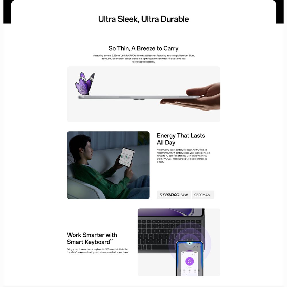 OPPO Pad 3 Matte Display Edition | Mediatek Dimensity 8350 |  Ultra Thin Design | Five Year Fluency Protection