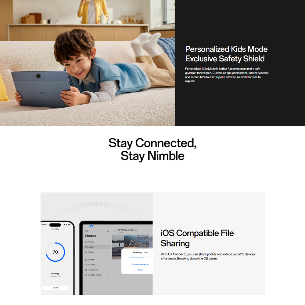 OPPO Pad SE LTE 4GB+128GB Starlight Silver | 9340mAh Long-Lasting Battery | lmmersive Eye-Care Display | Personalized Kids Mode