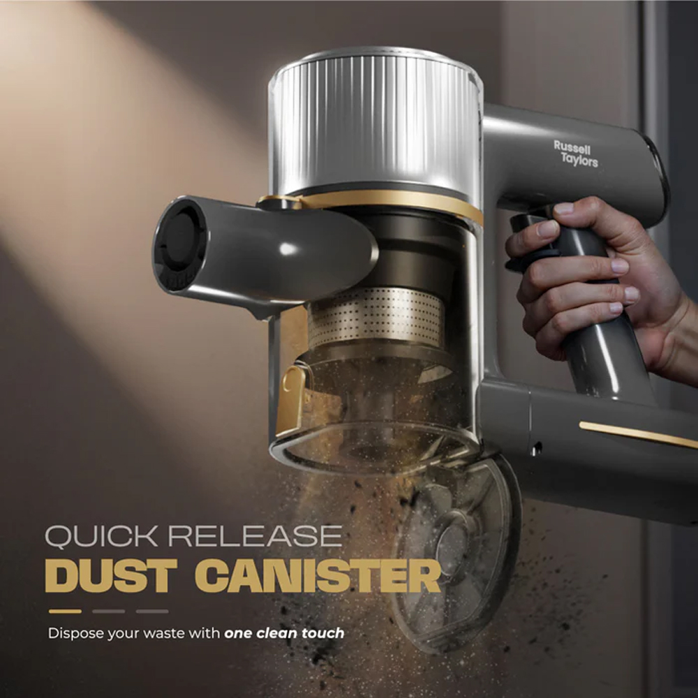 Russell Taylors 150W Dynamic Cordless Vacuum Cleaner V2 | Powerful DC Motor | 2-Speeds | Cyclonic Filtration System
