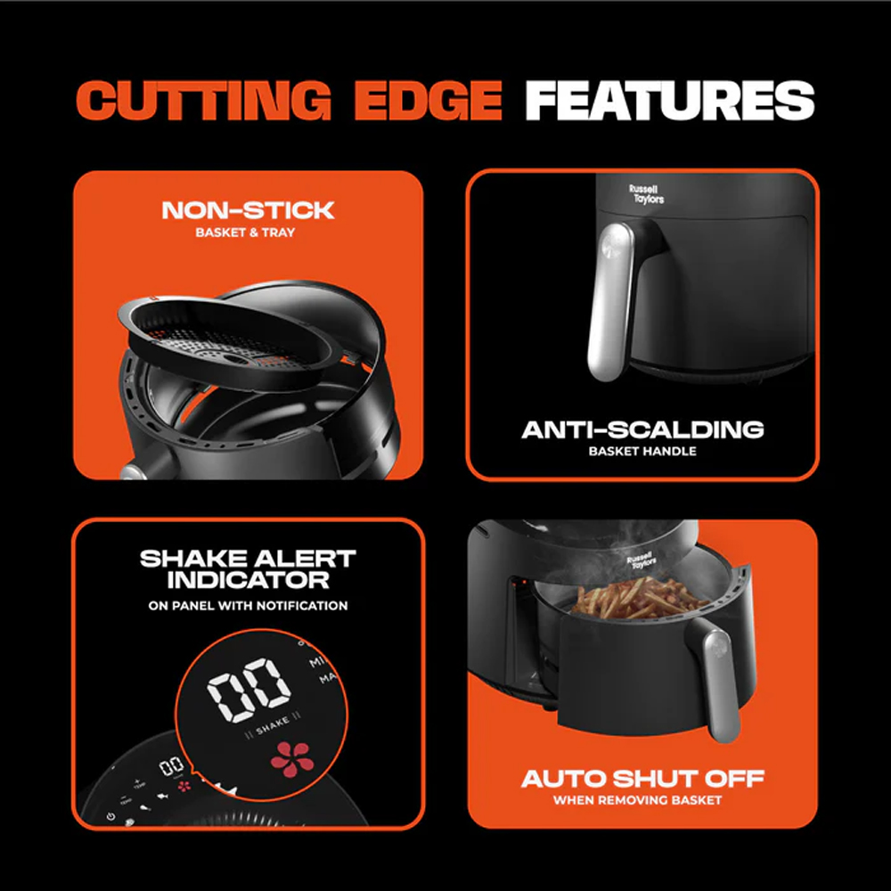 Russell Taylors 5.5L Skylight View Bladeless Air Fryer Z10 | Radiant Turbo Heating | Smart Preset Programs