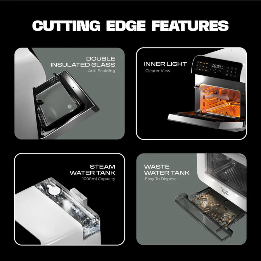 Russell Taylors 10.5L Steam & Fry Mastery Steam Oven Z11 | 3-in-1 Air Fryer/ Oven + Steamer + Steam Frying | Self-Cleaning Steam Technology