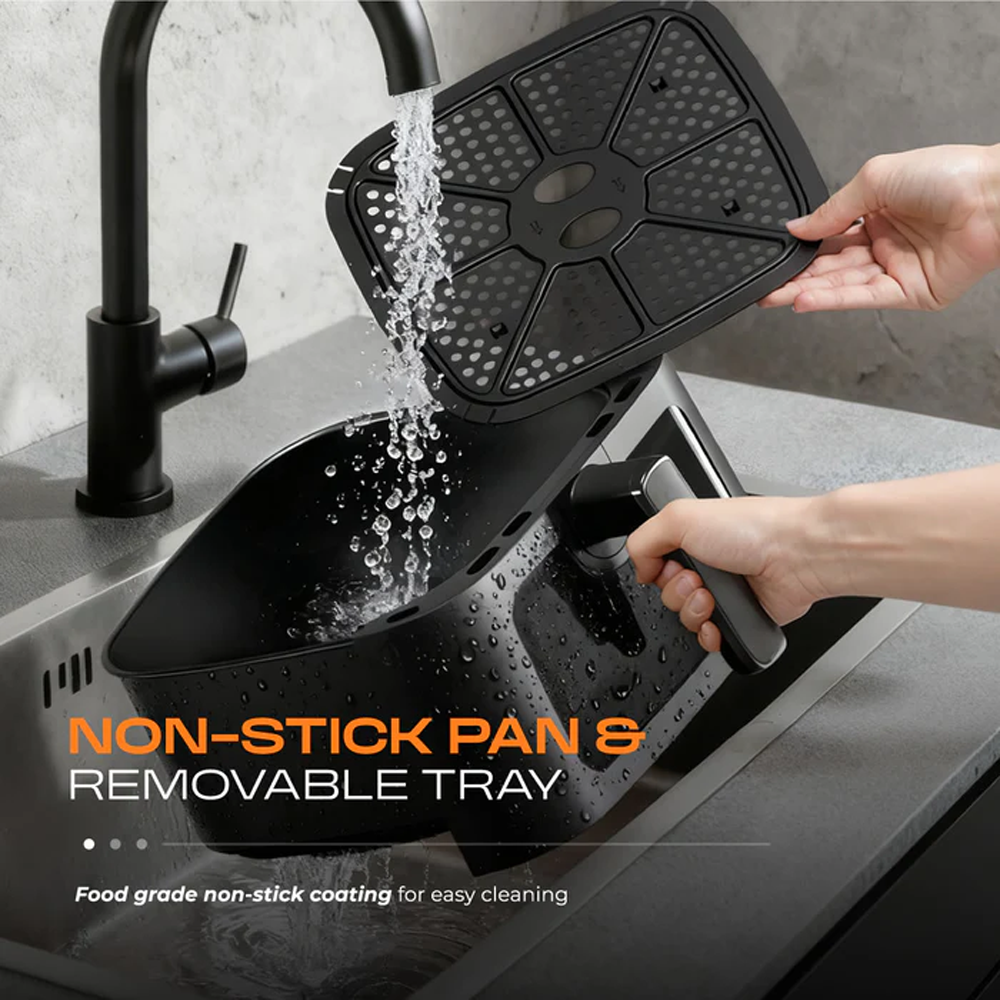 Russell Taylors 6.5L Clear Visible Window Digital Air Fryer Z6L | Smart Control Panel | Non-Stick Pan & Removable Tray