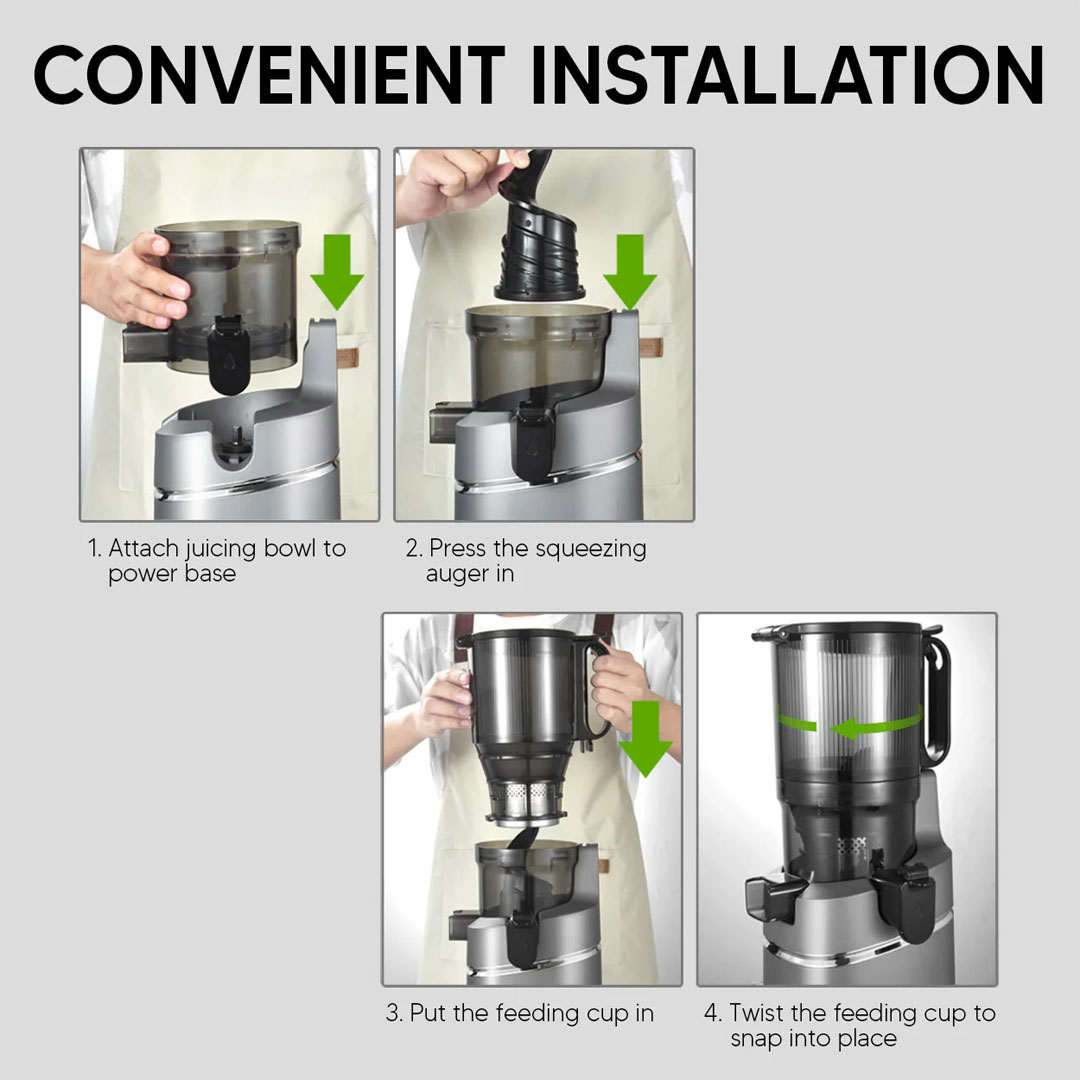 Russell Taylors 1.8L Masticating Cold Press Slow Juicer with Wide Feeding Tube SJ3 | 200W | Dishwasher Safe | Whole Fruit Juicer | Juicer with 2 Years Warranty