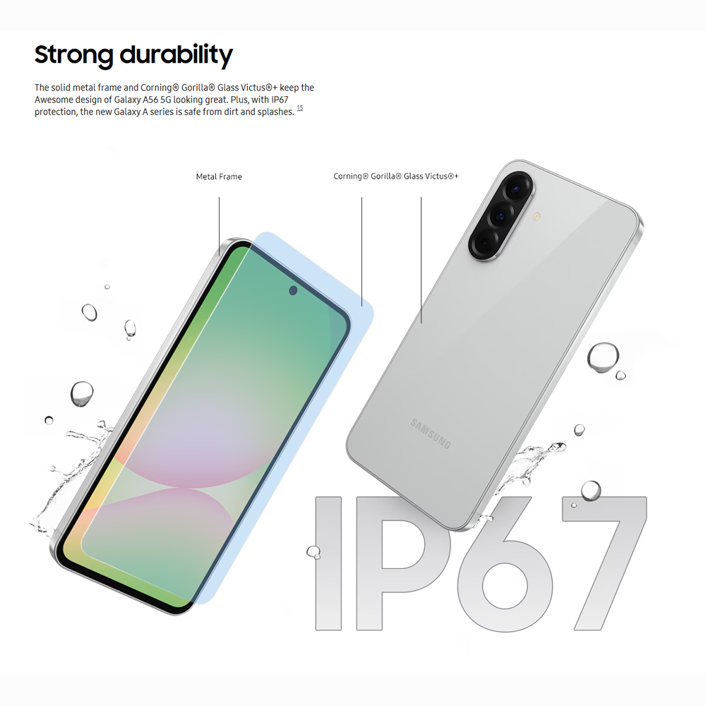 SAMSUNG Galaxy A56 5G 12GB+256GB | Exynos 1580 (4 nm) | 6.7 inches, Super AMOLED | 50MP Main Camera | Li-Po 5000 mAh