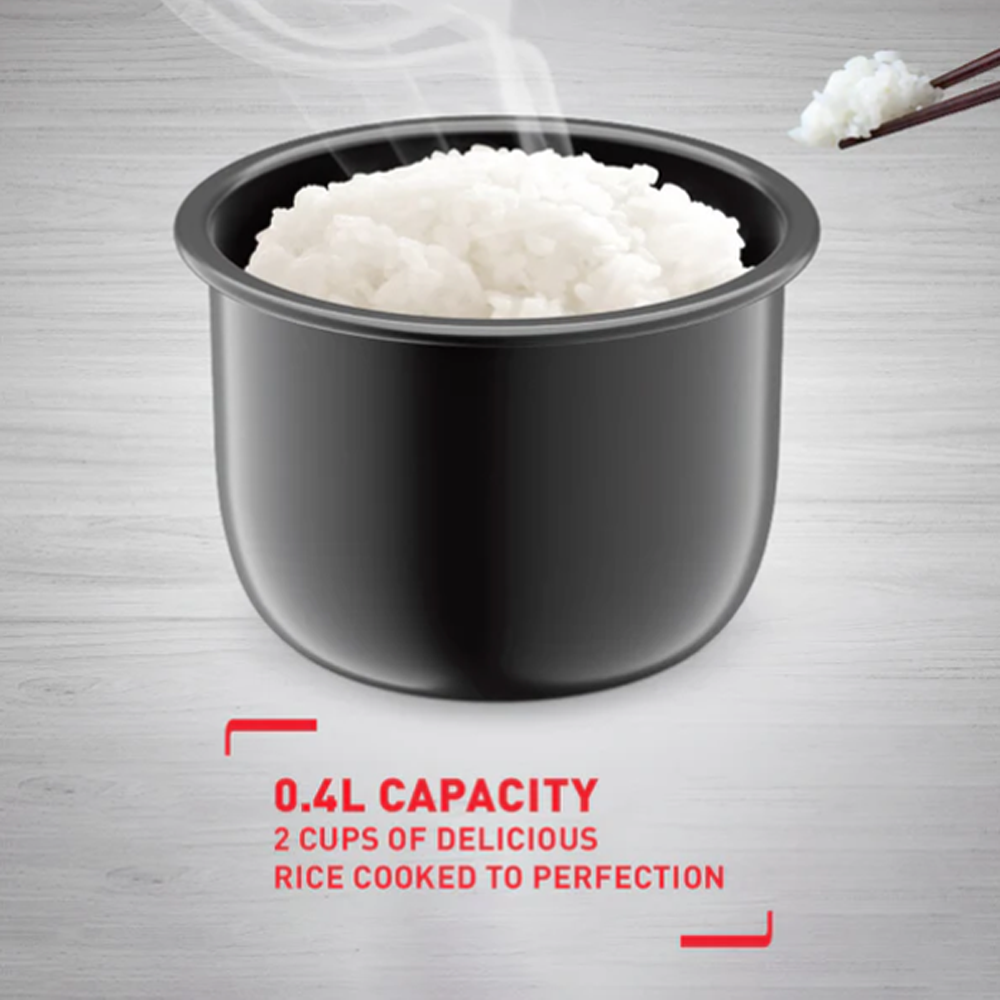 Tefal 0.4L Mini Mechanical Rice Cooker RK172165 | 0.4 L / 2-cup capacity | Non-stick cooking pot | Removable inner lid- Easy to Clean | Compact in size- Easy to Store