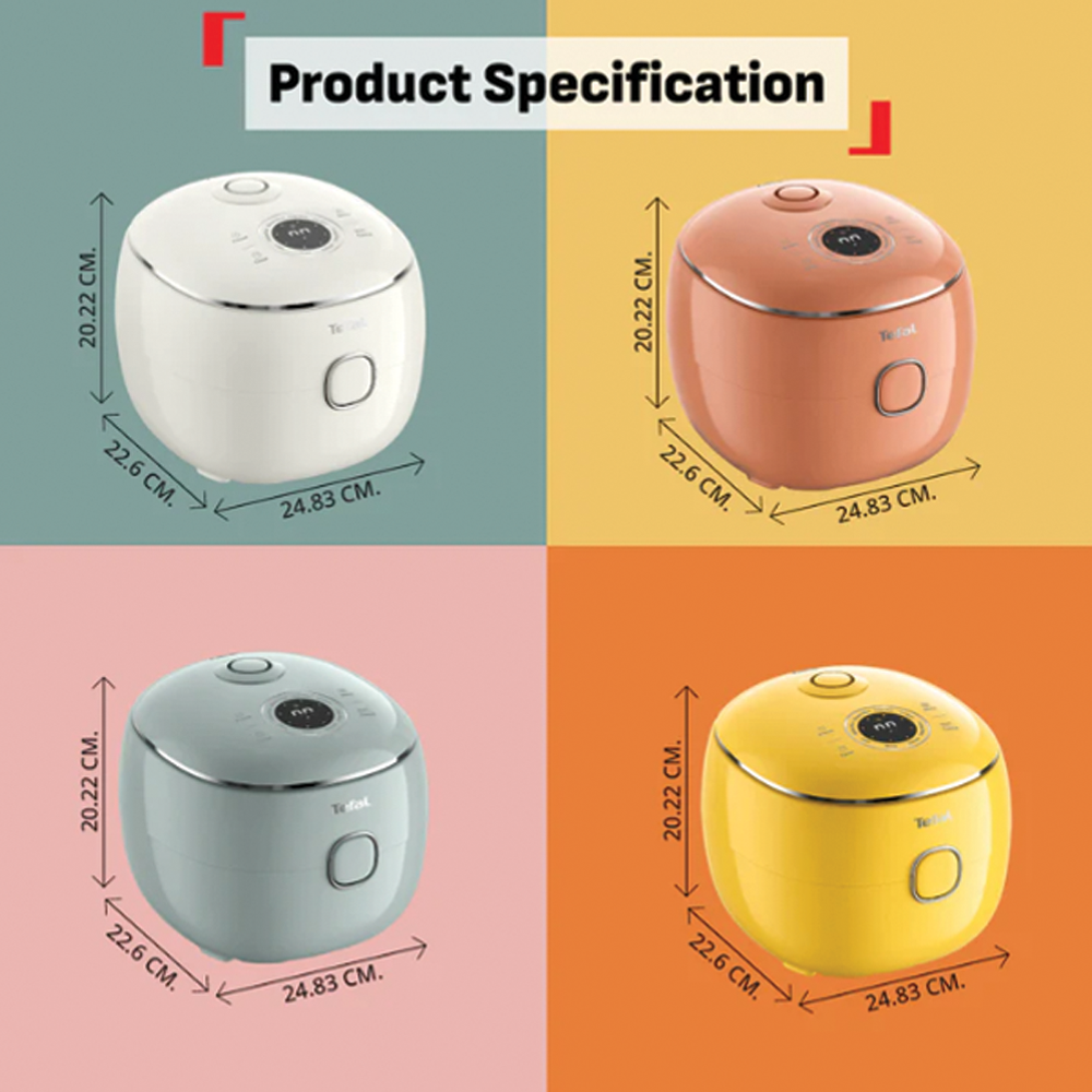 Tefal 0.7L POP Rice Cooker RK535 (periuk nasi) | Digital Smart Cooking Technology | 8 Cooking Programs | 1.5 mm non-stick pot