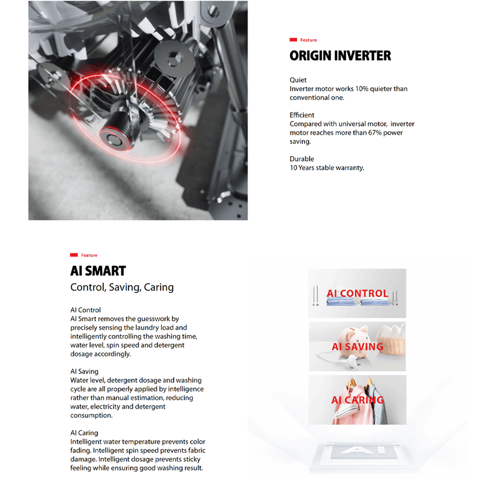 TOSHIBA 7KG/8.5KG AROMA+ Front Load Origin Inverter Washing Machine TW-E70BUT21UWM(WW) / TW-E85BUT21UWM(WW) | AROMA+ - 200% | Ultra Fine Bubble