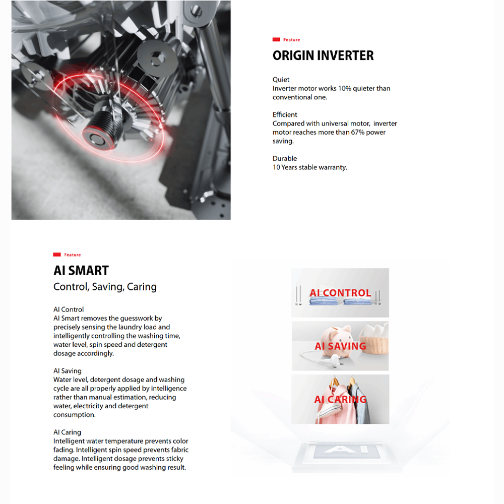 TOSHIBA 13KG AROMA+ Front Load Origin Inverter Washing Machine TW-T21BU140UWM(MG) | AROMA+ - 200% Extra Fragrance | AI Smart