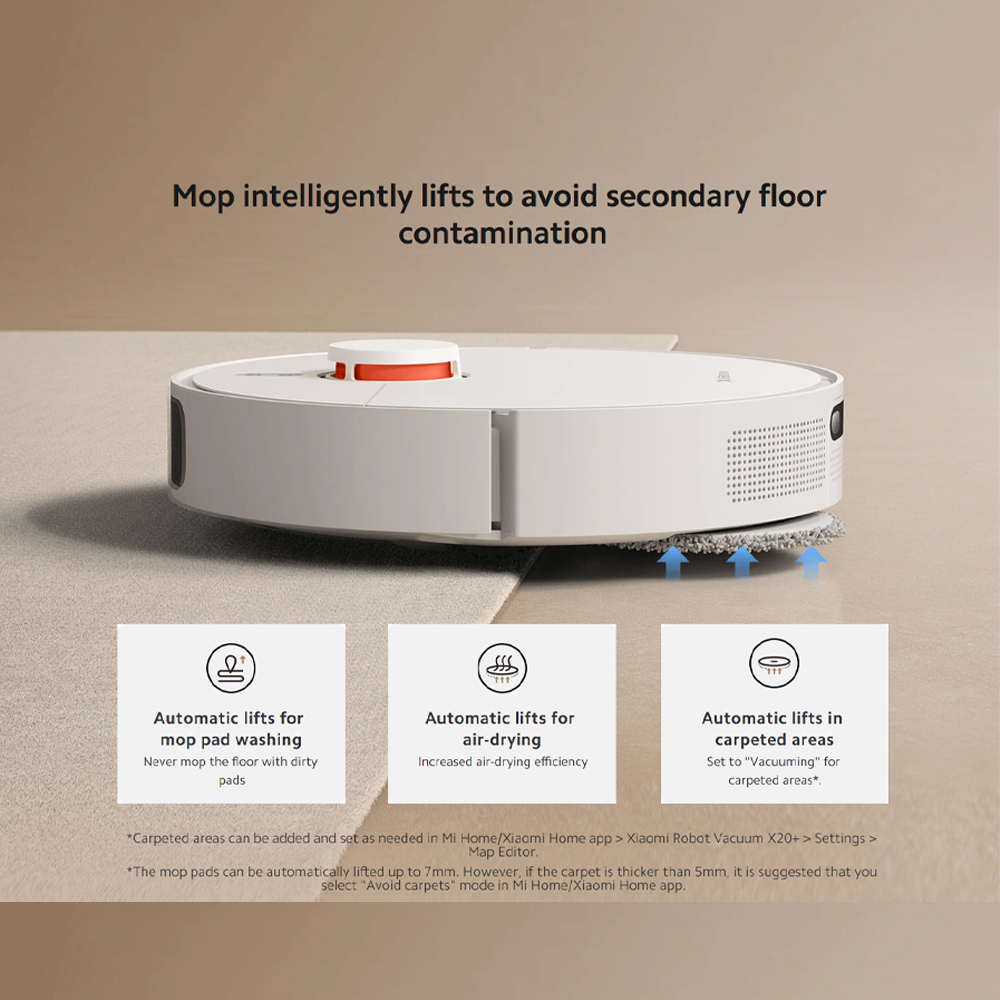 Xiaomi 75W Robot Vacuum X20+ | All-in-one smart base station | Enhanced vacuuming and mopping performance | LDS laser navigation | 1  Year General Warranty