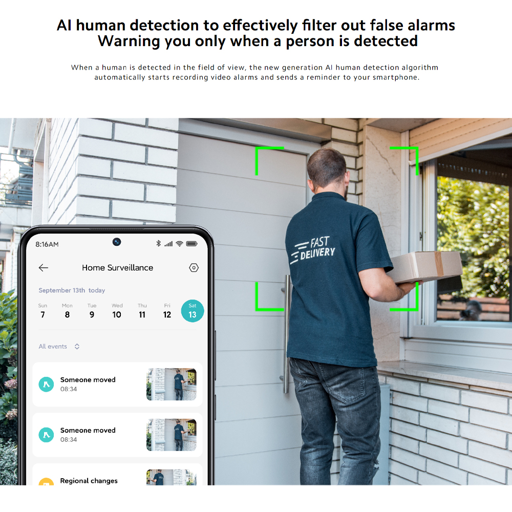 Xiaomi 2500P Outdoor Camera | Smart full-colour night vision | IP66 water resistance | Dual-antenna network | Two-way voice support | AI human detection | Audible and visual warning systems | Time-lapse photography
