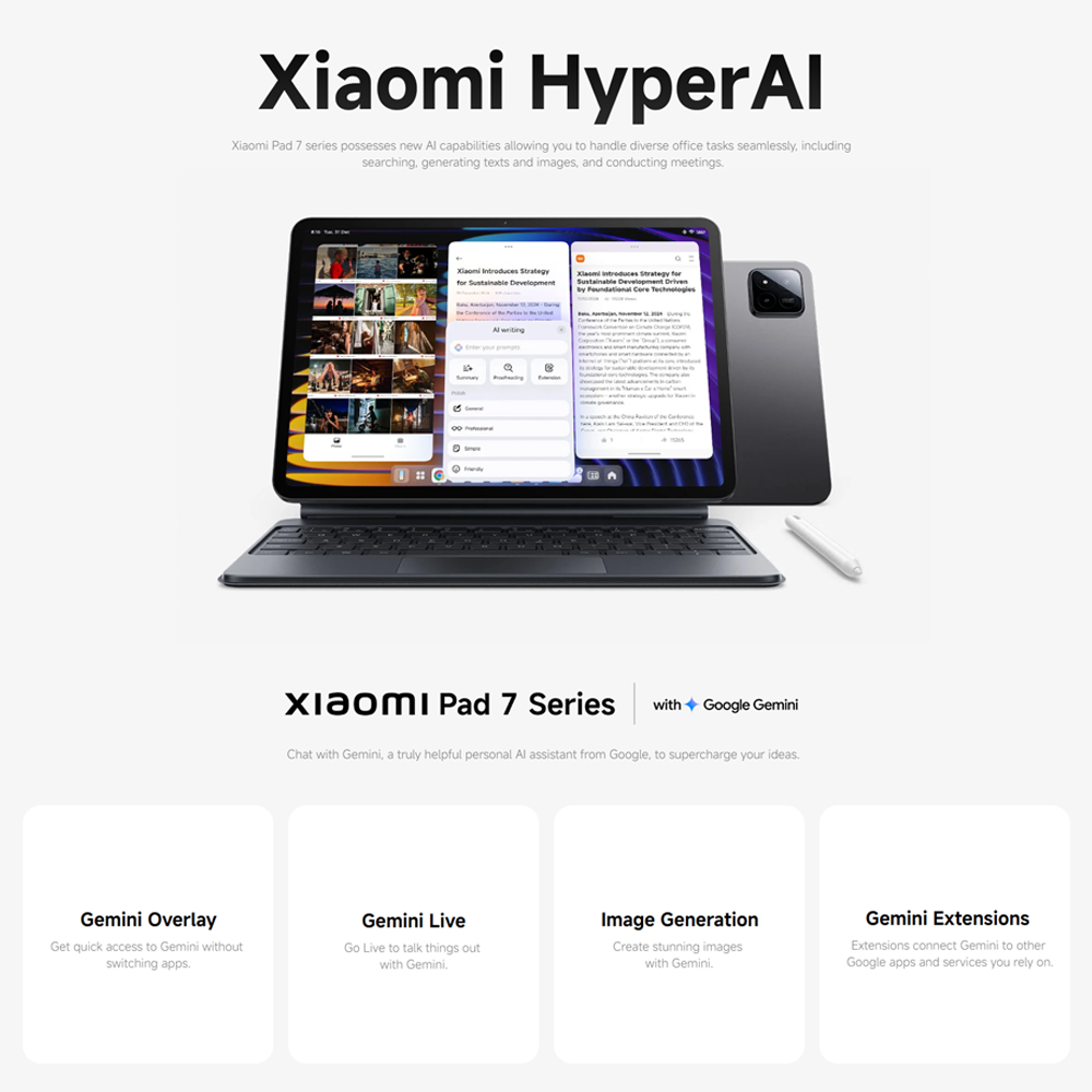 Xiaomi Pad 7 8GB+128GB/ 8GB+256GB | Qualcomm SM7675-AB Snapdragon 7+ Gen 3 (4 nm) | 11.2 inch, PS LCD | 13MP Main Camera | Li-Po 8850 mAh,Fast charging 45W