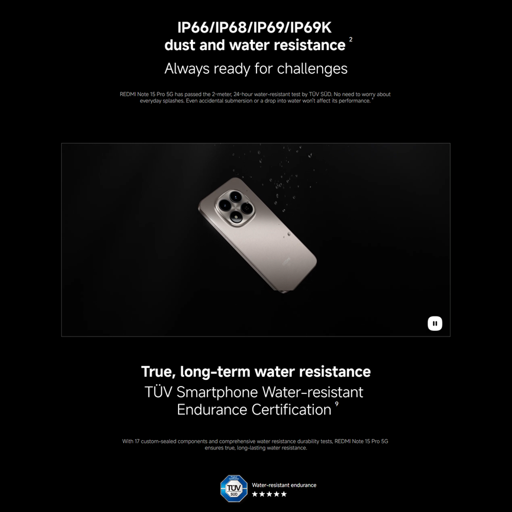 Xiaomi REDMI Note 15 Pro 5G 8GB+256GB/8GB+512GB | 6.83", AMOLED | 200MP Rear Camera | Mediatek Dimensity 7400 Ultra (4 nm) | Android 15, HyperOS 2 | Li-Po 6580mAh