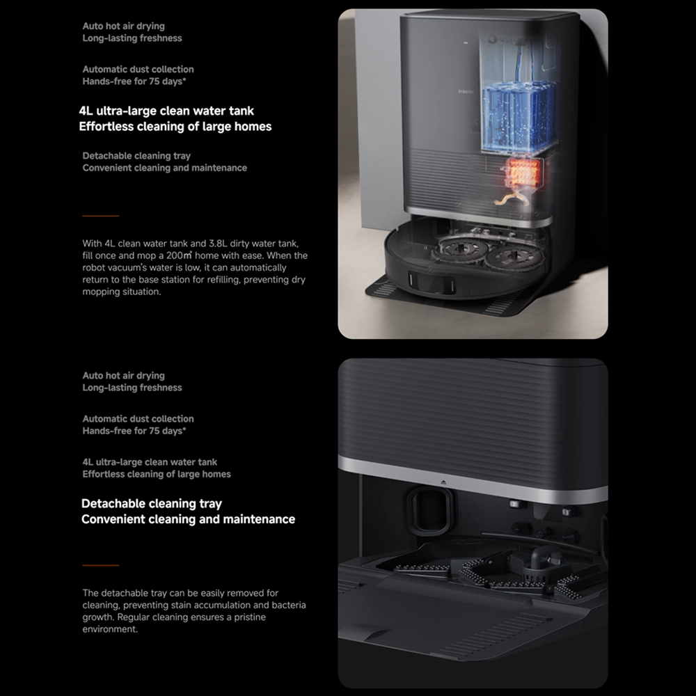 Xiaomi 55W Robot Vacuum X20 Max D109GL | Extendable mop arm | 8000Pa | 4800mAh | Smart carpet detection