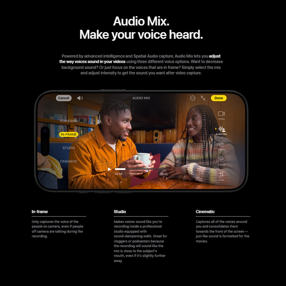 Apple iPhone 16 Pro | 6.3" LTPO Super Retina XDR OLED | 48 MP Main Camera | Apple A18 Pro (3 nm) | USB Type-C 3.2 Gen 2, DisplayPort | Stereo Speakers Sound | Smartphone with 1 Year Warranty