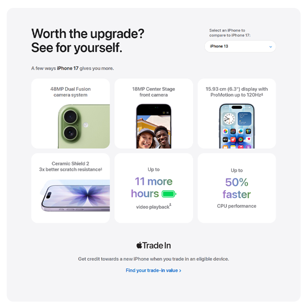 Apple iPhone 17 | A19 chip | 48MP Dual Fusion camera system | Super Retina XDR display | Ceramic Shield 2 front